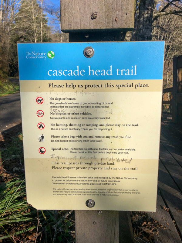 Cascade Head Trail sign