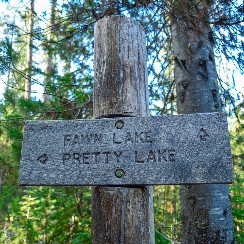 Fawn Lake Trail and Pretty Lake sign