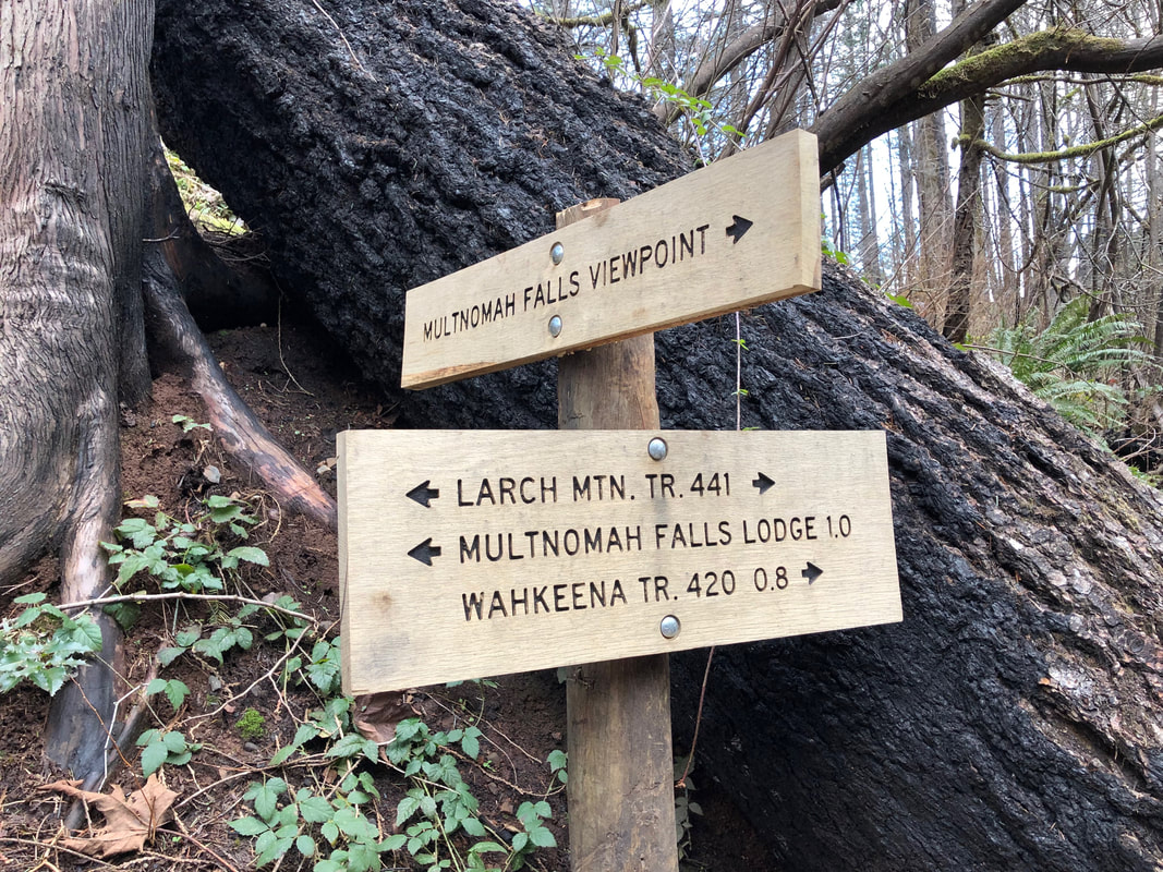 New Multnomah Wahkeena falls loop trail sign