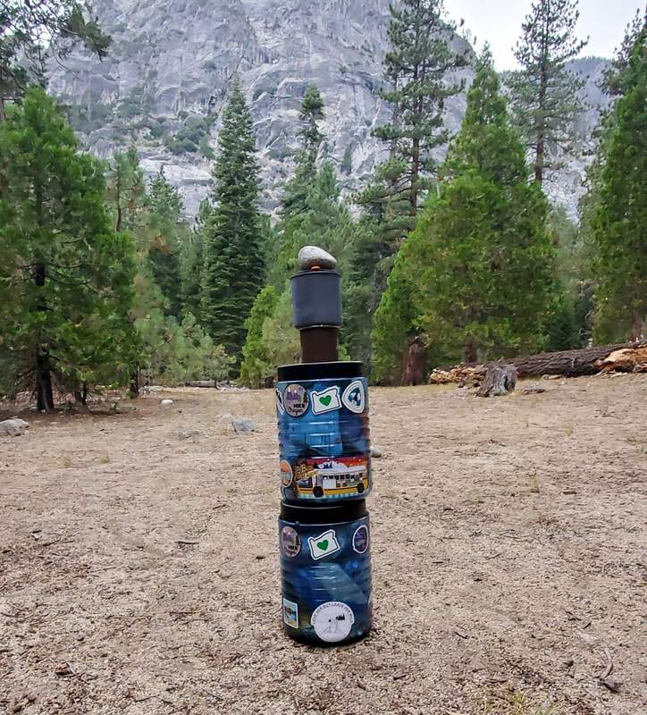 stacking bear cans in the Sierra