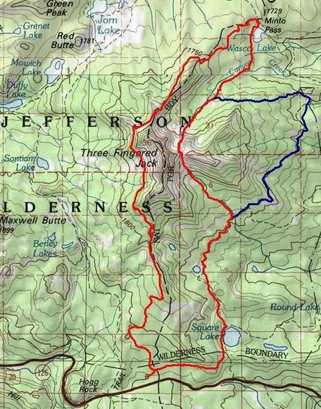 Map of the loop around Three Finger Jack