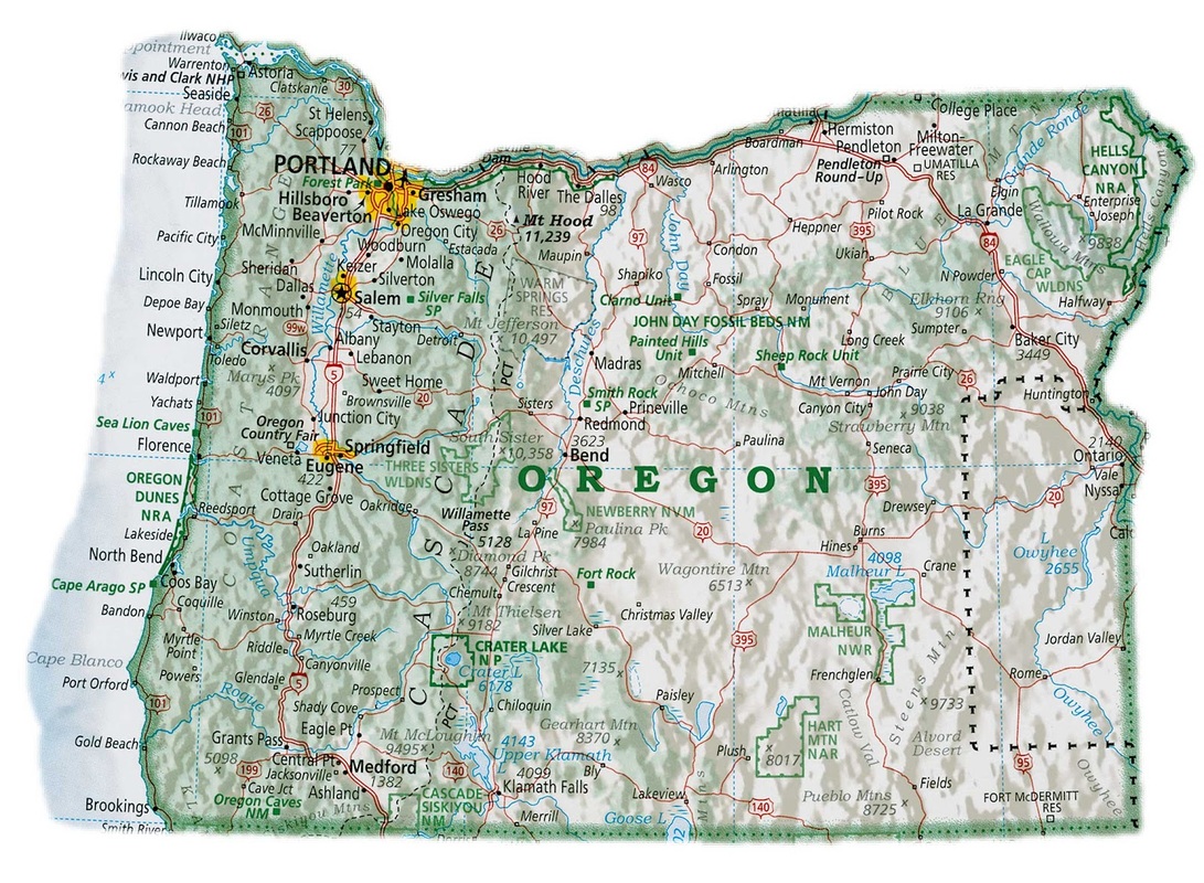 map of Oregon with Oregon cities
