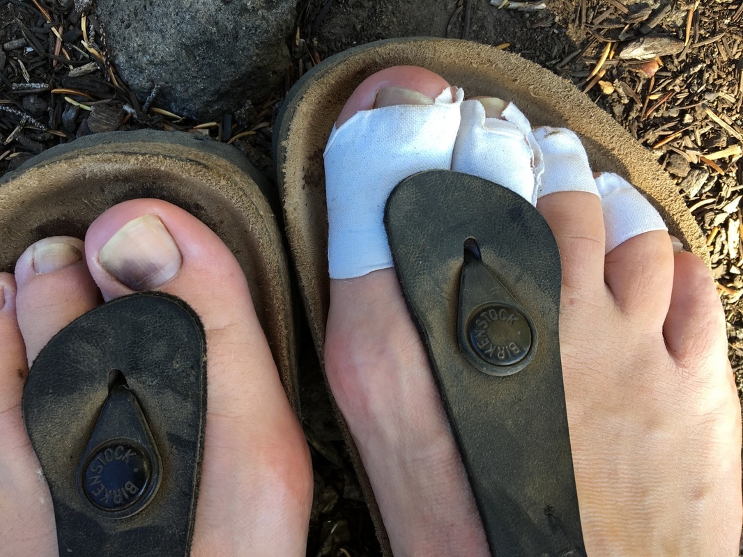 backpacker's toes and feet Pacific Crest Trail Oregon