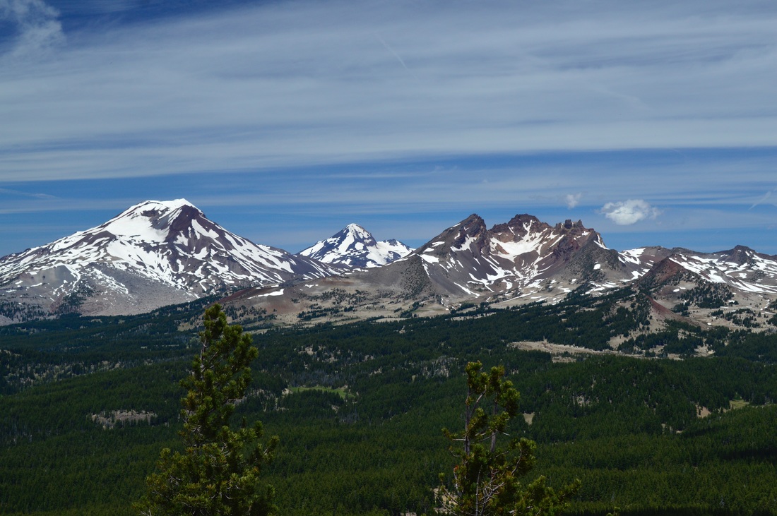 Broken Top and the Three Sisters from Tumalo Mountain