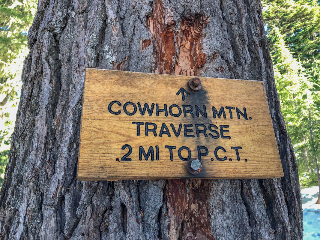 Cowhorn Mountain traverse trail sign