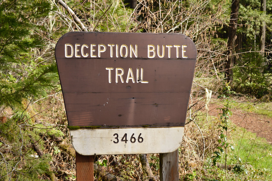 Trail sign for Deception Butte trail