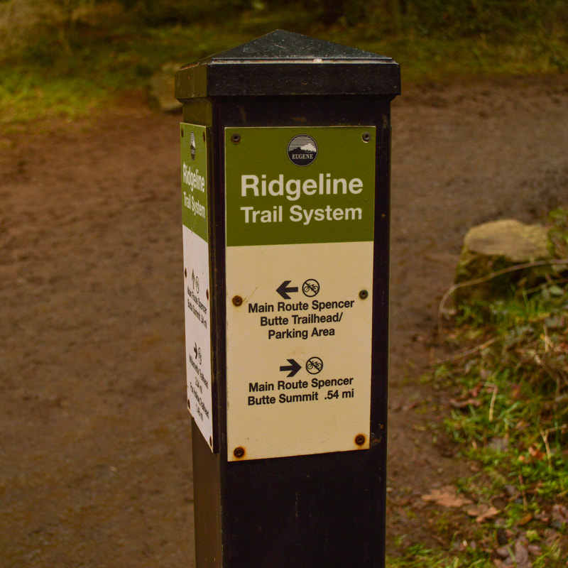 Ridgeline Trail System sign to Spencer Butte summit