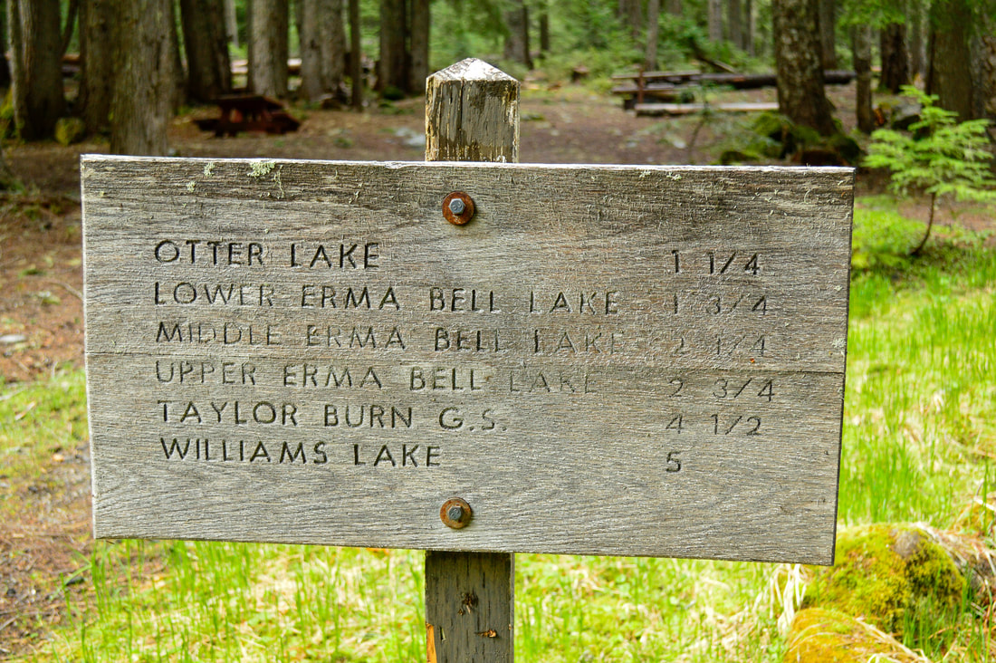 Erma Bell Lakes trailhead sign