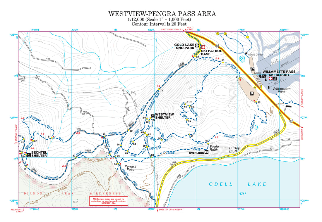 Gold Lake Sno Park ski and snowshoe trails map