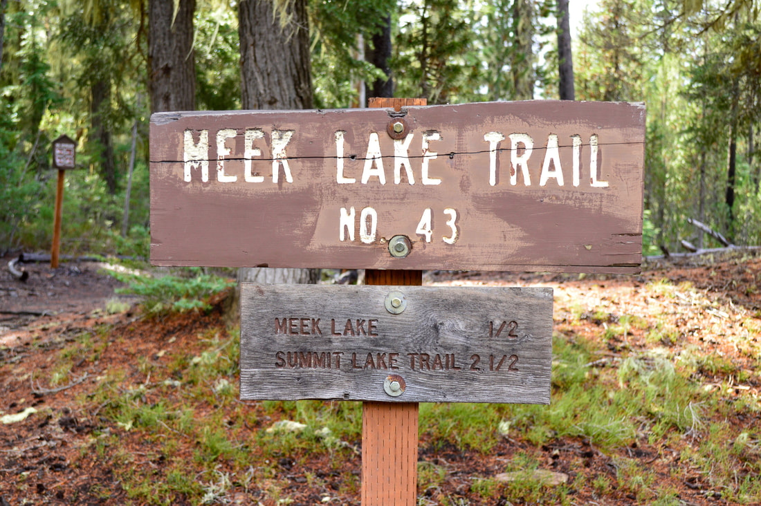 Meek Lake trailhead sign