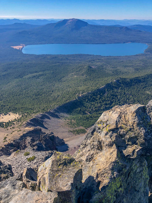 Mount Bailey and Diamond Lake from the summit of Mt. Thielsen