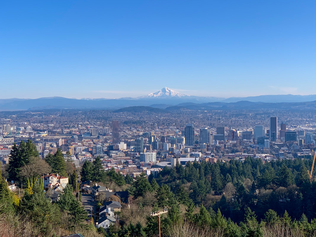 view of Mt. Hood from Pittock Mansion best Oregon winter hike
