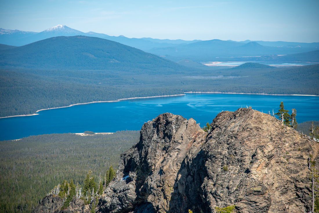 Crescent Lake and the Three Sisters and Mount Bachelor from Cowhorn Mountain