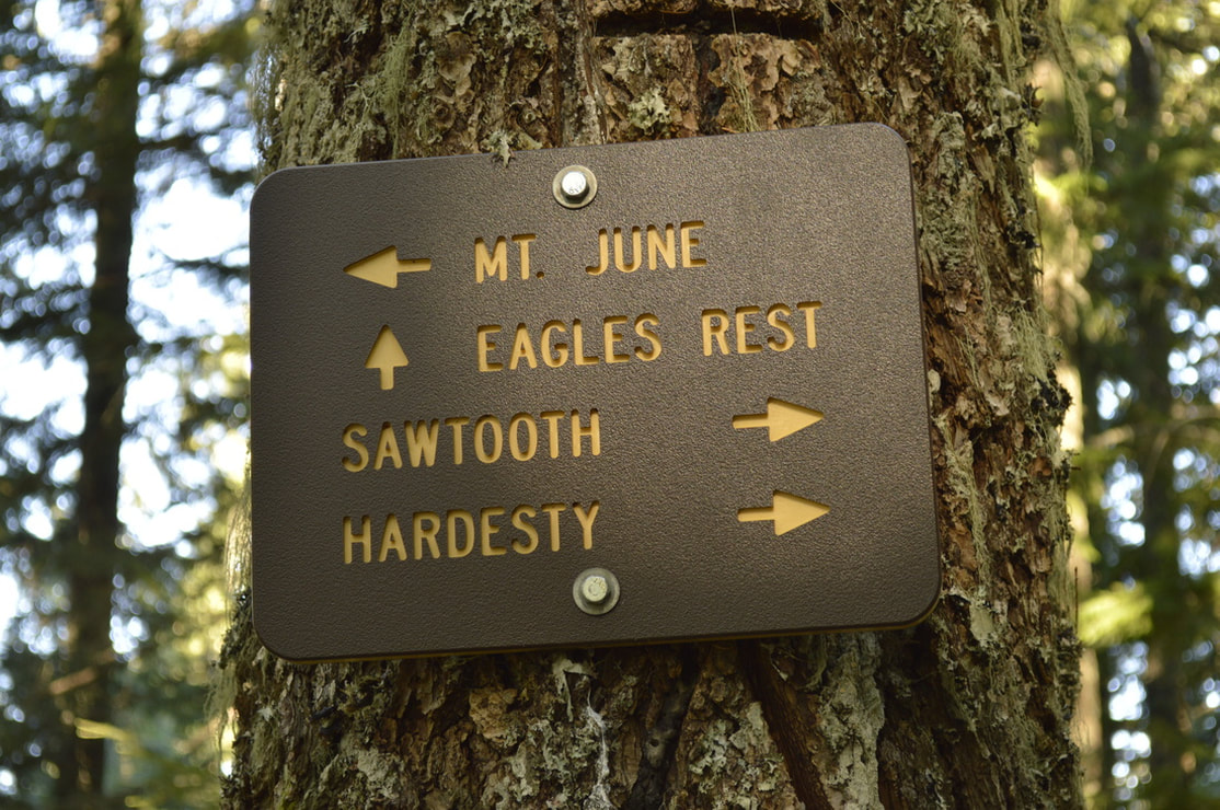 Trail sign to Mt. June, Eagles Rest, Sawtooth, Hardesty