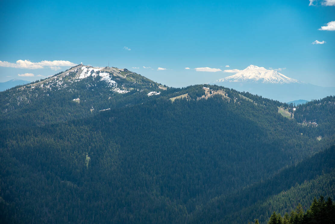 Mount Ashland and Mount Shasta from Wagner Butte summit