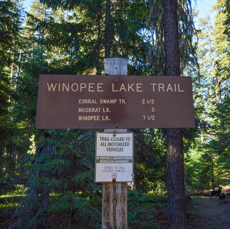 Winopee Lake Trail sign at trailhead
