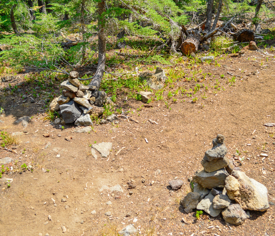 rock cairns marking the Cowhorn Mountain summit trail