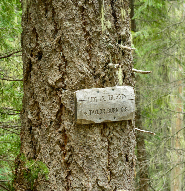 Sign for Judy Lakes trail along the Erma Bell Lakes loop trail