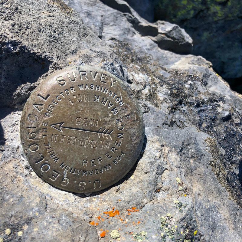 survey marker Mt. Thielsen summit