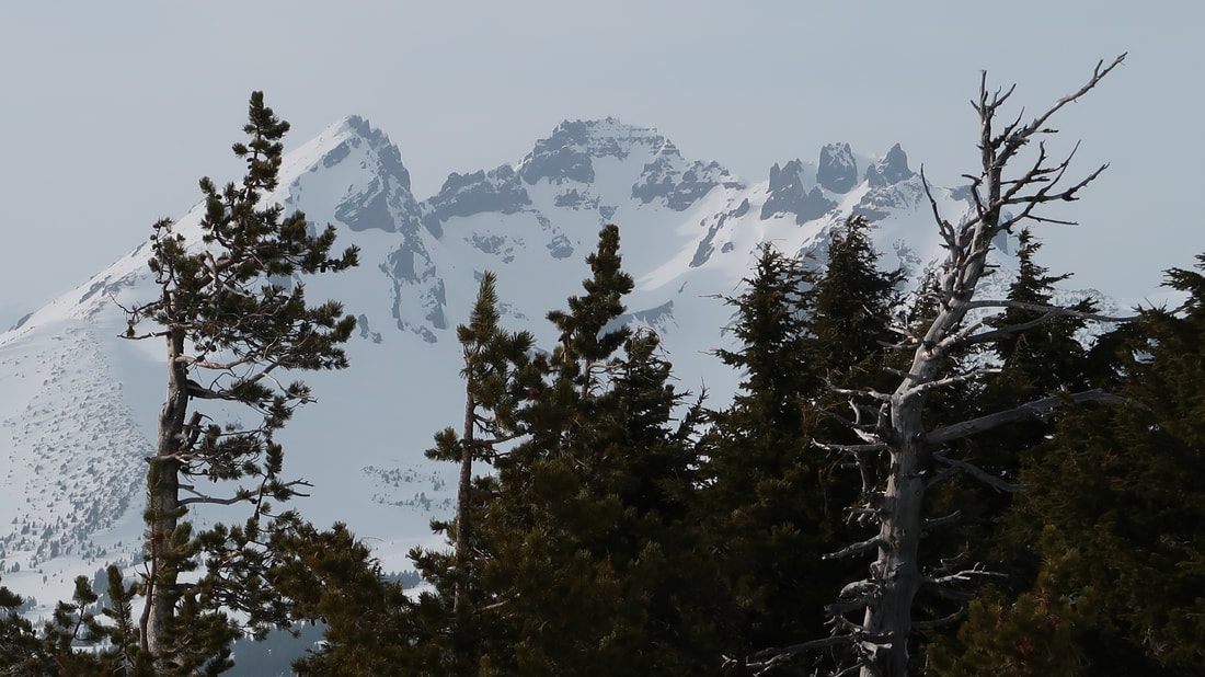 View of Broken Top from Tumalo Mountain in the winter, Bend Oregon snowshoeing
