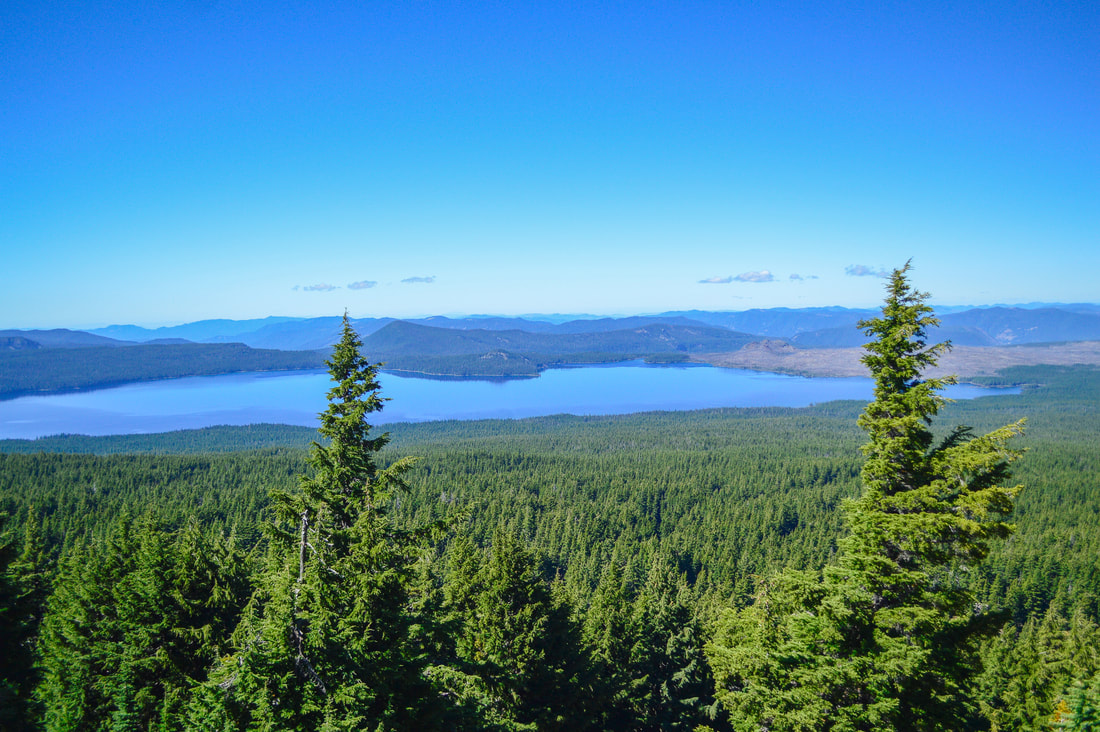 view of Waldo Lake from The Twins